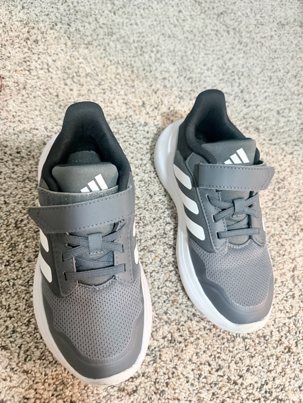 adidas Kids Gray and White Hook-and-Loop Athletic Sneakers